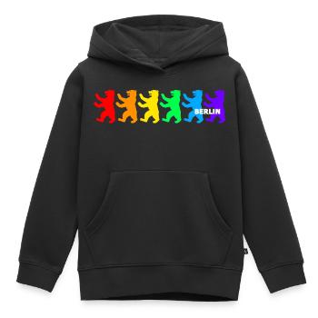 Berliner Bären / Regenbogenfarben - Kinder Premium Organic Hoodie - Schwarz - Vorne - AI Model Kid Male (0cm)