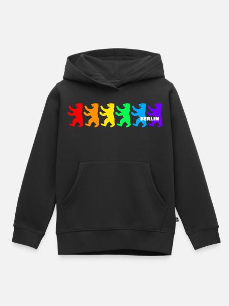 Berliner Bären / Regenbogenfarben - Kinder Premium Organic Hoodie - Schwarz