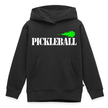 Pickleball - Sweat Premium à capuche enfant bio - noir - Devant - AI Model Kid Male (0cm)