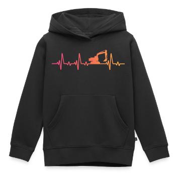 Sunset Heartbeat Baubagger - Kinder Premium Organic Hoodie - Schwarz - Vorne - AI Model Kid Male (0cm)
