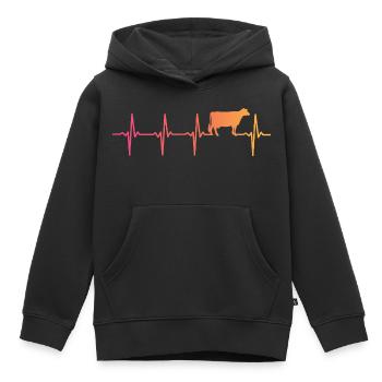 Kuh Sonnenuntergang Herzschlag Kuh Bauer - Kinder Premium Organic Hoodie - Schwarz - Vorne - AI Model Kid Male (0cm)