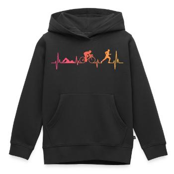 Triathlon Sunset Heartbeat Triathlet - Kinder Premium Organic Hoodie - Schwarz - Vorne - AI Model Kid Male (0cm)