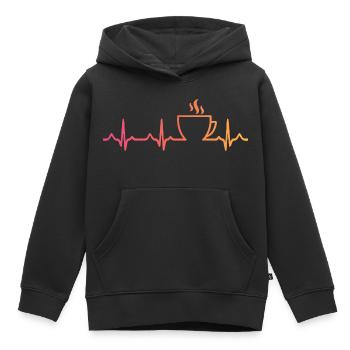 Sunset Coffee, Heartbeat, Coffee - Kids Premium Organic Hoodie - black - Front - AI Model Kid Male (0cm)