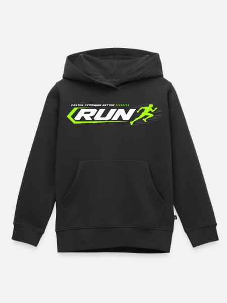 Neon Run Logo Sprint-Optik - Kinder Premium Organic Hoodie - Schwarz
