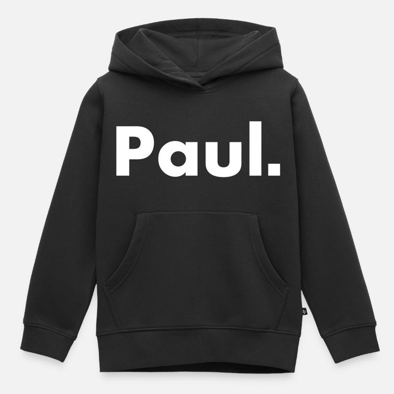 Paul - nom - police - Sweat Premium à capuche enfant bio - noir