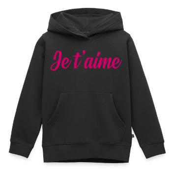 Je t'aime - Sweat Premium à capuche enfant bio - noir - Devant - AI Model Kid Male (0cm)