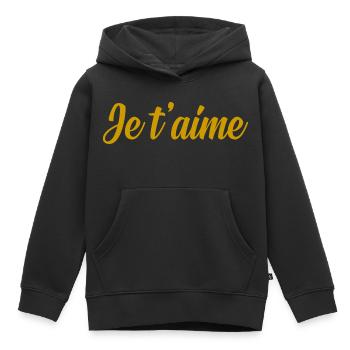 Je t'aime - Sweat Premium à capuche enfant bio - noir - Devant - AI Model Kid Male (0cm)