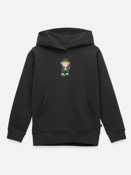 Affe Rentner Gehstock - Kinder Premium Organic Hoodie - Schwarz