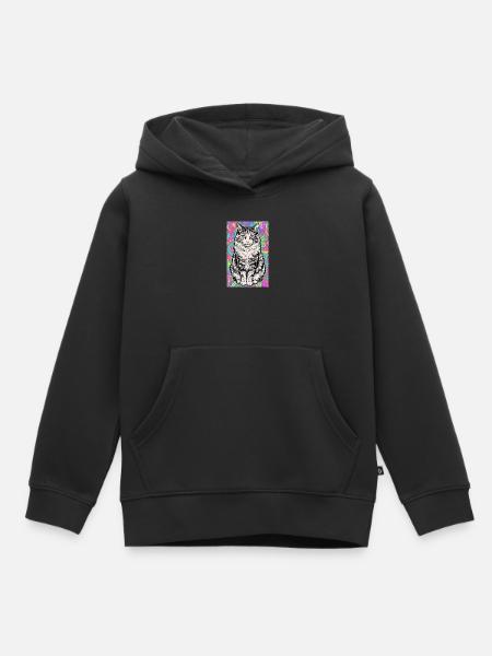 Katze - Kinder Premium Organic Hoodie - Schwarz