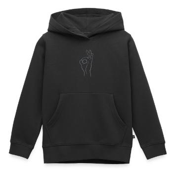 Perfekt! Super! Exzellent! - Hand im Loch - Kinder Premium Organic Hoodie - Schwarz - Vorne - AI Model Kid Male (0cm)