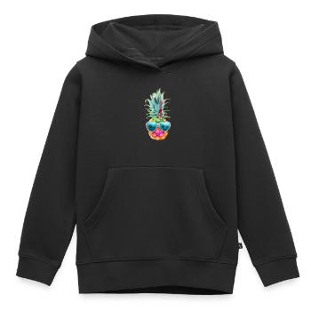 ananas avec lunettes de soleil- ananas et lunettes - Sweat Premium à capuche enfant bio - noir - Devant - AI Model Kid Male (0cm)