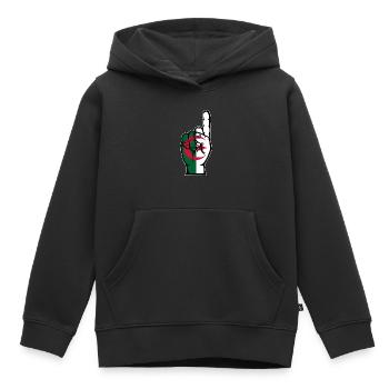 Drapeau algérien numéro 1 - Sweat Premium à capuche enfant bio - noir - Devant - AI Model Kid Male (0cm)