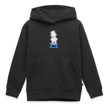 Nilpferd auf der Waage - Kinder Premium Organic Hoodie - Schwarz - Vorne - AI Model Kid Male (0cm)