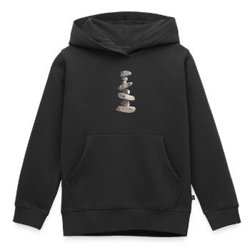 Pierres - Sweat Premium à capuche enfant bio - noir - Devant - AI Model Kid Male (0cm)