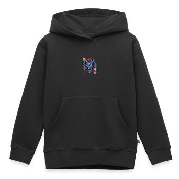 Oni bleu yéti - Sweat Premium à capuche enfant bio - noir - Devant - AI Model Kid Male (0cm)