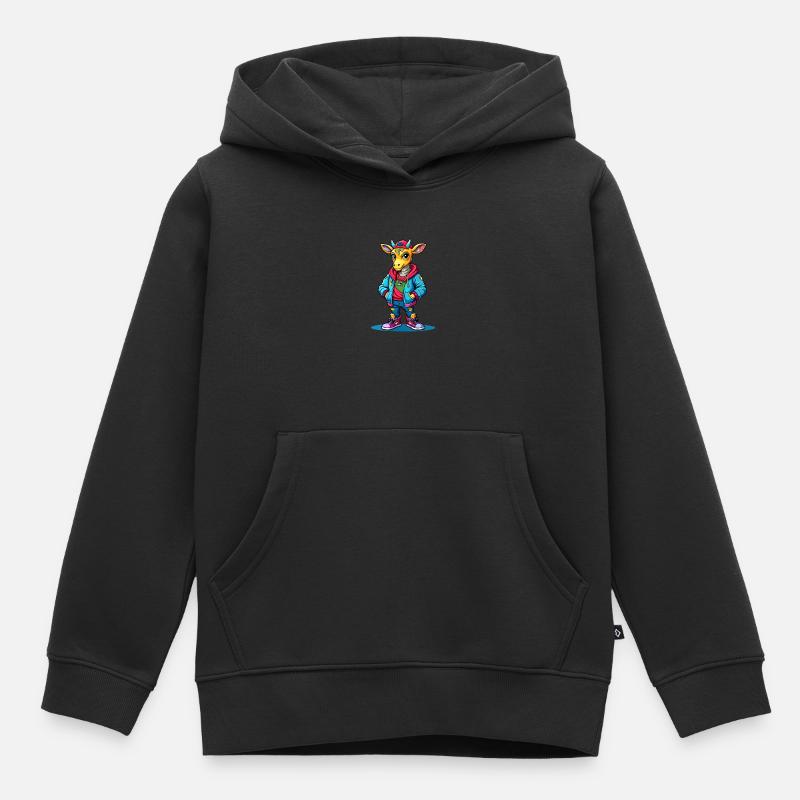Parade de girafe : girafe cool - Sweat Premium à capuche enfant bio - noir