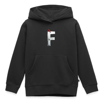 F – decorative character – winter - Kids Premium Organic Hoodie - black - Front - AI Model Kid Male (0cm)