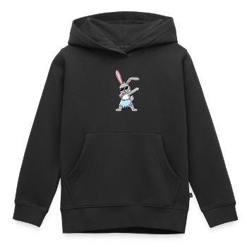 Dabbing Bunny avec Hawaii Rock Design Gift Idea - Sweat Premium à capuche enfant bio - noir - Devant - AI Model Kid Male (0cm)