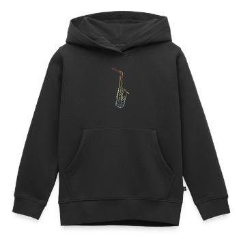 Vintage Saxophone Drawing - Kids Premium Organic Hoodie - black - Front - AI Model Kid Male (0cm)