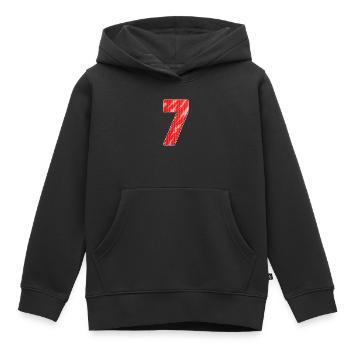 Number Seven - Number 7 Number Red - Kids Premium Organic Hoodie - black - Front - AI Model Kid Male (0cm)