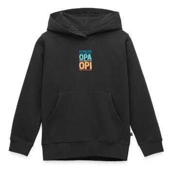 J’ai deux titres : Papi et Maman - Sweat Premium à capuche enfant bio - noir - Devant - AI Model Kid Male (0cm)