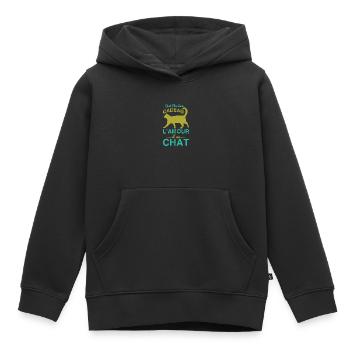 Cadeau l'amour d'un chat - Kids Premium Organic Hoodie - black - Front - AI Model Kid Male (0cm)