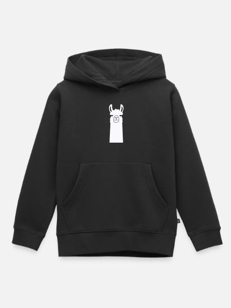 Adorable lama de dessin animé - Sweat Premium à capuche enfant bio - noir