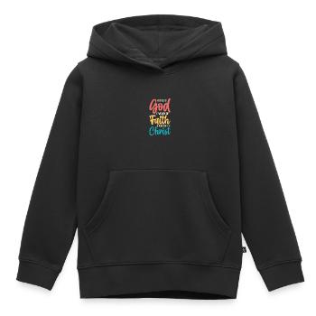 Jesus A Child Of God A Woman Of Faith A Warrior - Kinder Premium Organic Hoodie - Schwarz - Vorne - AI Model Kid Male (0cm)