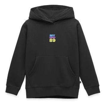 Doux 89 - Sweat Premium à capuche enfant bio - noir - Devant - AI Model Kid Male (0cm)