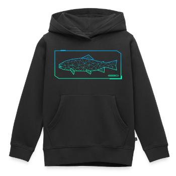 Truite Pêche Polygone Truite Pêcheur Pêcheur Pêcheur - Sweat Premium à capuche enfant bio - noir - Devant - AI Model Kid Male (0cm)