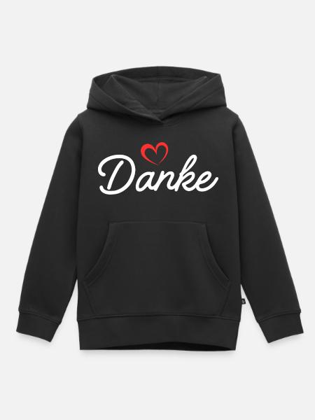 Danke Herz Script - Kinder Premium Organic Hoodie - Schwarz