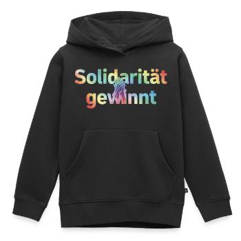 Solidarität gewinnt Statement Pride Fans LGBTQ - Kinder Premium Organic Hoodie - Schwarz - Vorne - AI Model Kid Male (0cm)