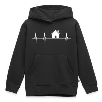 Maison ECG Pouls pouls - Sweat Premium à capuche enfant bio - noir - Devant - AI Model Kid Male (0cm)