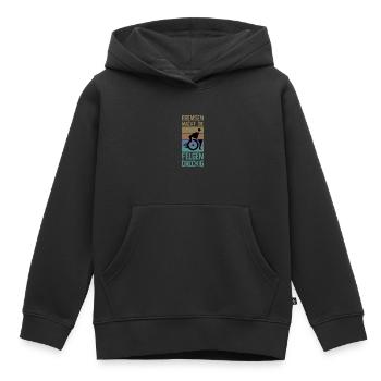 Le freinage salit les jantes - Sweat Premium à capuche enfant bio - noir - Devant - AI Model Kid Male (0cm)