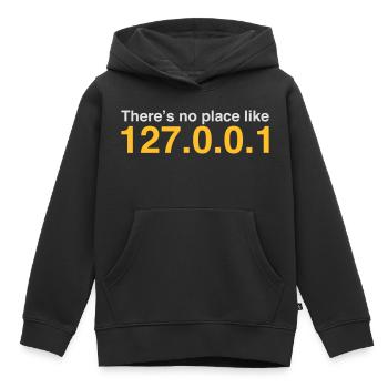 NERD HUMOUR: Il n'y a pas de place comme Localhost - Sweat Premium à capuche enfant bio - noir - Devant - AI Model Kid Male (0cm)