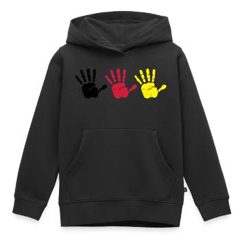 Empreinte de main Trio - Sweat Premium à capuche enfant bio - noir - Devant - AI Model Kid Male (0cm)