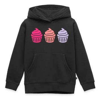 Cupcake - Sweat Premium à capuche enfant bio - noir - Devant - AI Model Kid Male (0cm)