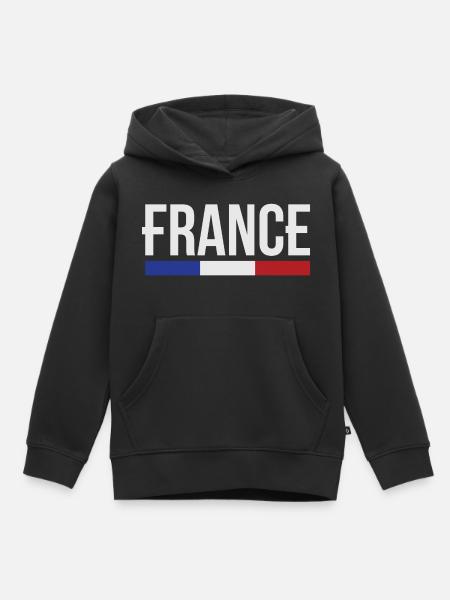 France drapeau bleu blanc rouge B - Sweat Premium à capuche enfant bio - noir