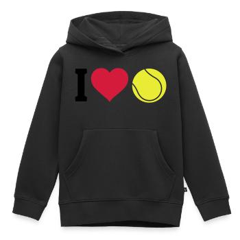 I love tennis - Kinder Premium Organic Hoodie - Schwarz - Vorne - AI Model Kid Male (0cm)