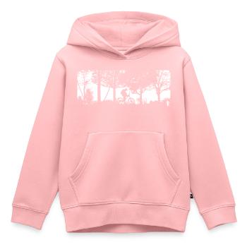 Mountain bikers Cyclists in the forest - Kids Premium Organic Hoodie - rose - Front - AI Model Kid Female (0cm)