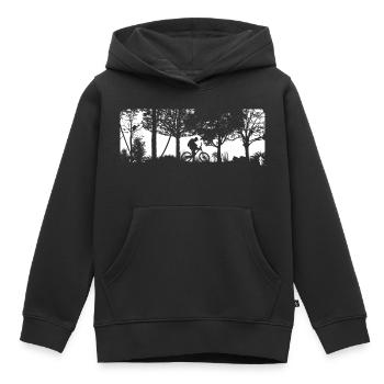 Mountain bikers Cyclists in the forest - Kids Premium Organic Hoodie - black - Front - AI Model Kid Male (0cm)