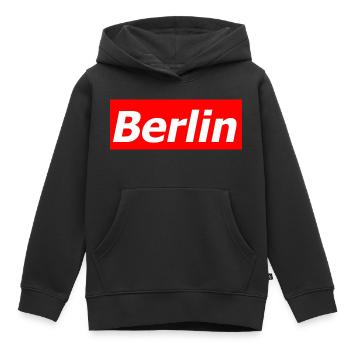Berlin - Sweat Premium à capuche enfant bio - noir - Devant - AI Model Kid Male (0cm)