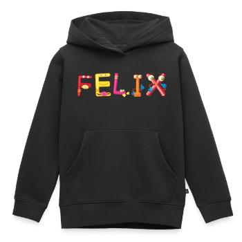Felix - Kinder Premium Organic Hoodie - Schwarz - Vorne - AI Model Kid Male (0cm)