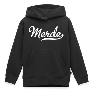Merde - Sweat Premium à capuche enfant bio - noir - Devant - AI Model Kid Male (0cm)