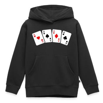 Poker Cards - Casino Gambling Playing Cards - Kids Premium Organic Hoodie - black - Front - AI Model Kid Male (0cm)