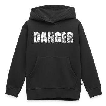 DANGER GEFAHR T-SHIRT - Kinder Premium Organic Hoodie - Schwarz - Vorne - AI Model Kid Male (0cm)