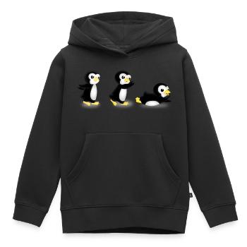 pingurun - Sweat Premium à capuche enfant bio - noir - Devant - AI Model Kid Male (0cm)