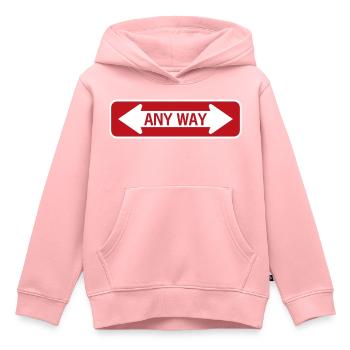 Signe de route n’importe quelle manière rouge - Sweat Premium à capuche enfant bio - rose - Devant - AI Model Kid Female (0cm)