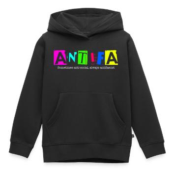 Antifa - Sometimes anti-social, always antifascist - Sweat Premium à capuche enfant bio - noir - Devant - AI Model Kid Male (0cm)
