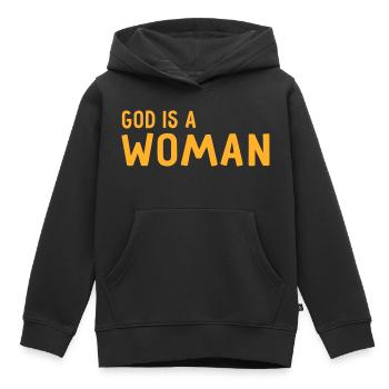 God is a woman Feminist Feminist Cadeau - Sweat Premium à capuche enfant bio - noir - Devant - AI Model Kid Male (0cm)